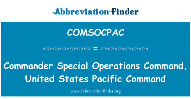 COMSOCPAC: 指揮官特別作戰命令,美國太平洋司令部