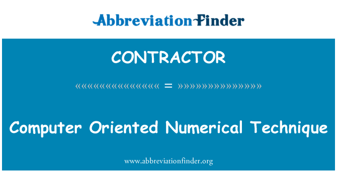 CONTRACTOR: Computer orienterede numeriske teknik
