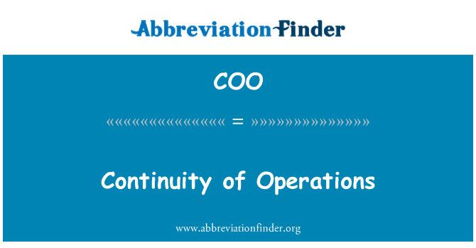 COO: Continuité des opérations