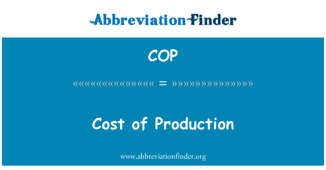 COP: Coût de Production