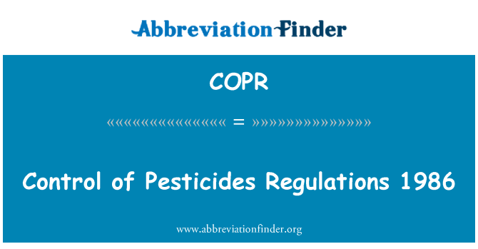 COPR: Kontrola pesticidů nařízení 1986