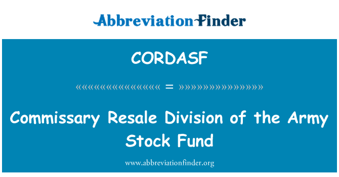 CORDASF: Divisione di rivendita del Commissario del fondo Stock dell'esercito