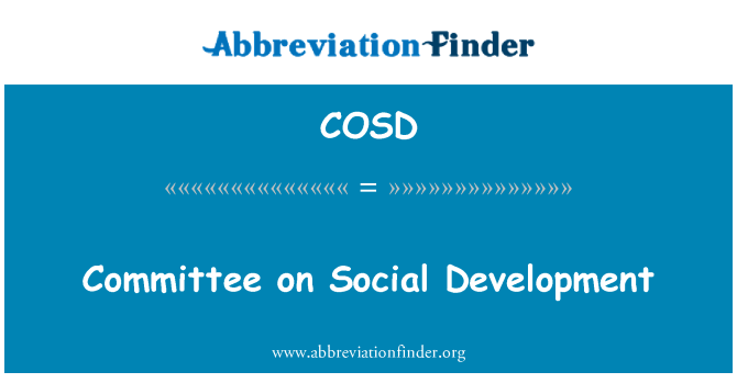 COSD: Committee on Social Development