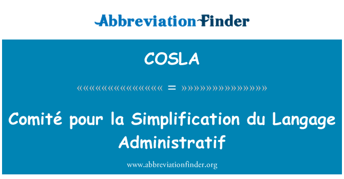 COSLA: Comité sipati la pojednostavljenje du Langage Administratif