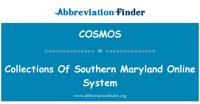 COSMOS: Zbirke spletnega sistema južni Maryland