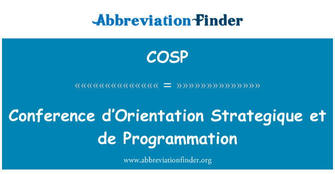 COSP: 회의 d'Orientation Strategique 동부 표준시 드 Programmation