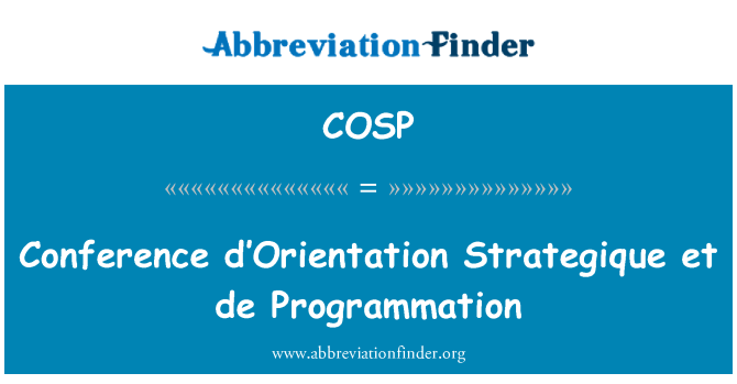 COSP: Conferentie d'Orientation Strategique et de programmatie