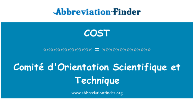 COST: Comité d'Orientation Scientifique et Technique