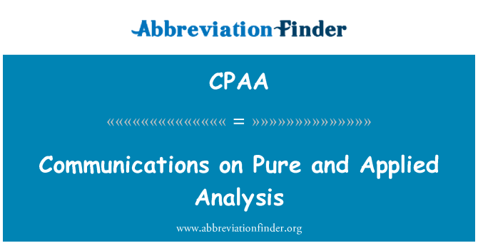 CPAA: Communications on Pure and Applied Analysis