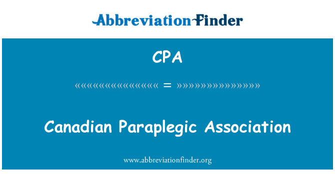 CPA: Canadian Paraplegic Association