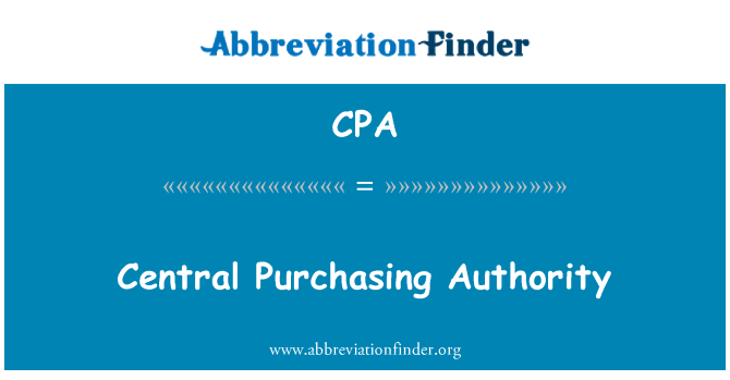 CPA: Central Purchasing Authority