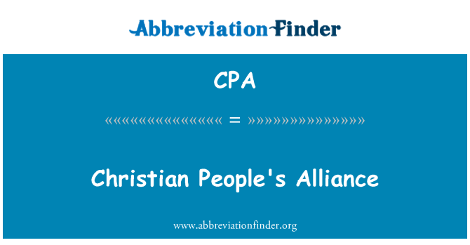 CPA: Christian People's Alliance