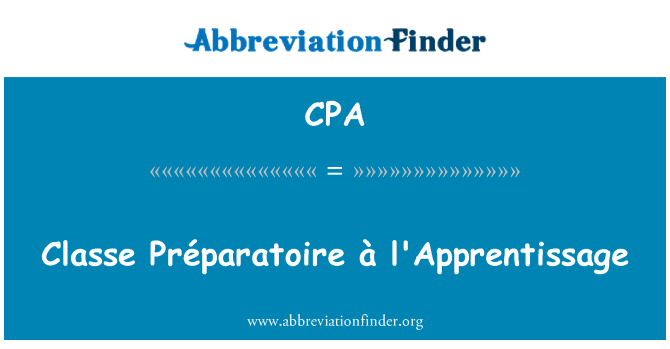 CPA: Prvního ročníku Classe à l'Apprentissage