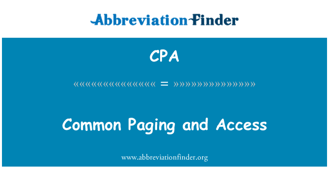 CPA: Paginació comú i accés