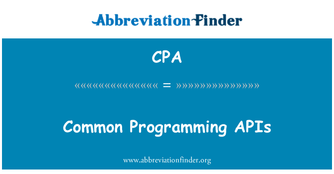 CPA: APIs เขียนโปรแกรมทั่วไป