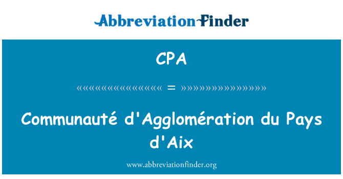 CPA: Communauté d'Agglomération du Pays d'Aix