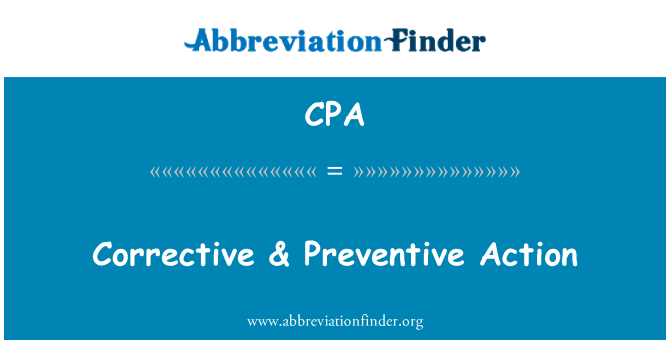 CPA: Azzjoni korrettiva & preventivi
