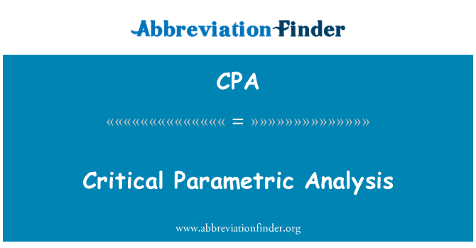 CPA: Kritických parametrov analýzy