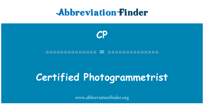 CP: Photogrammètre certifié