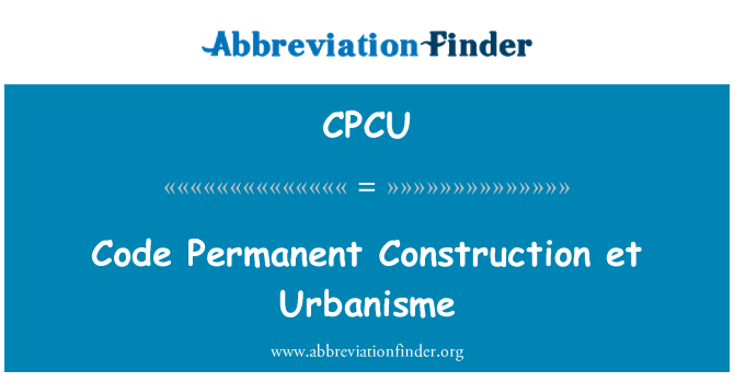CPCU: Kód stála výstavba et Urbanisme