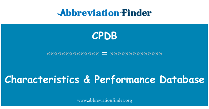 CPDB: Characteristics & Performance Database