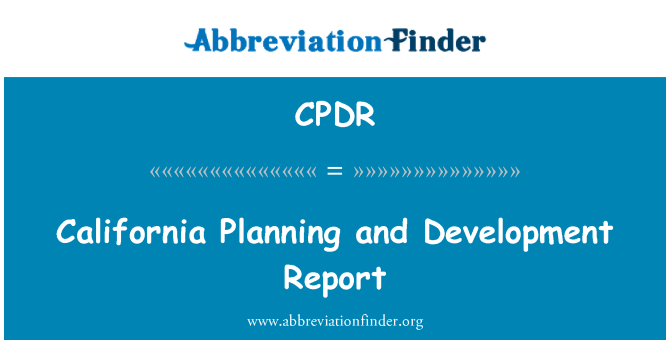 CPDR: California pianificazione e sviluppo relazione