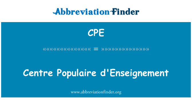 CPE: Centar Populaire d'Enseignement