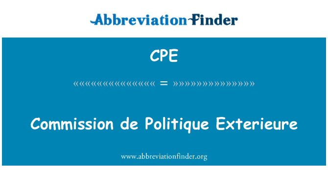 CPE: De Politique komisyon Exterieure