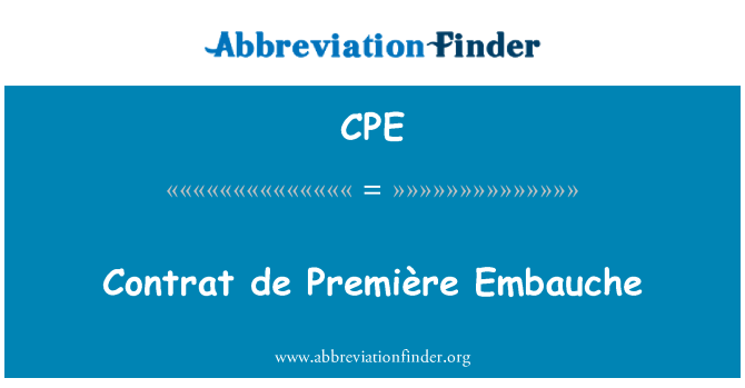 CPE: Contrat डे प्रीमियर Embauche