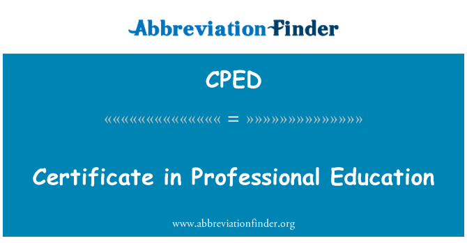 CPED: תעודת השכלה מקצועית