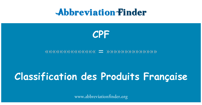 CPF: Класифікація des Produits Франсез