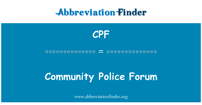 CPF: Fórum komunity polícia