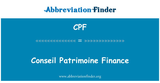 CPF: Conseil Patrimoine finansiering