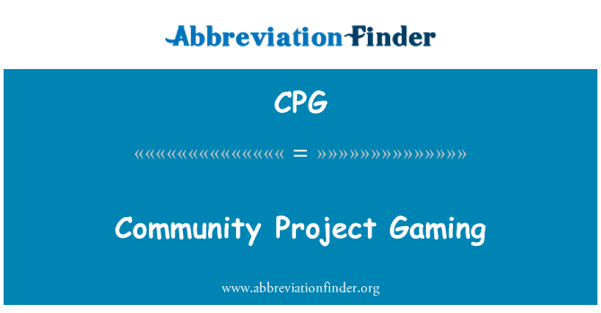 CPG: Skupnosti Project Gaming