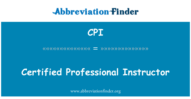 CPI: Certified Professional Instructor