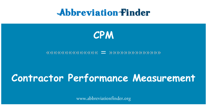 CPM: ٹھیکیدار کی کارکردگی کی پیمائش