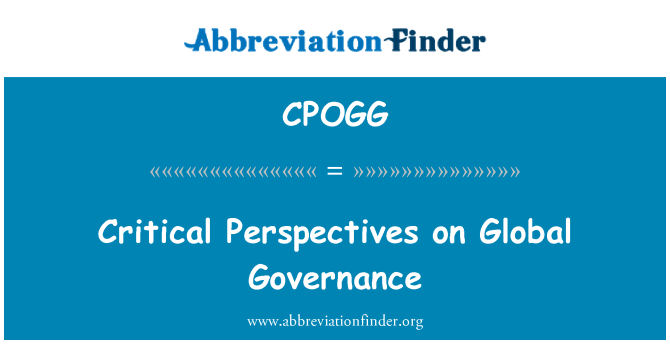 CPOGG: Critical Perspectives về quản trị toàn cầu
