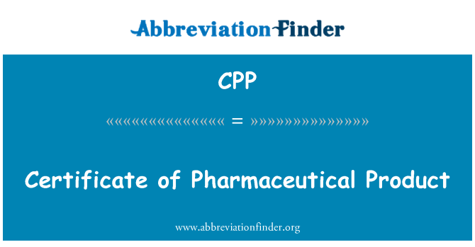 CPP: Certificado de produto farmacêutico