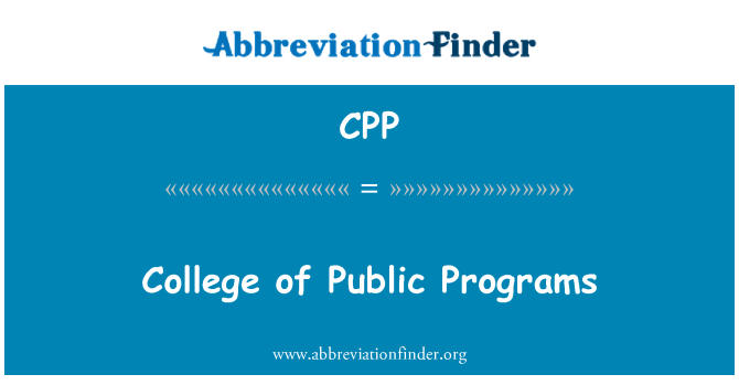 CPP: Kolledži avalike programmide