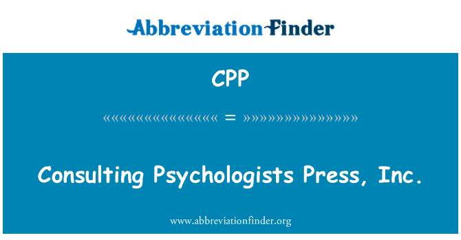 CPP: Beratung von Psychologen Press, Inc.