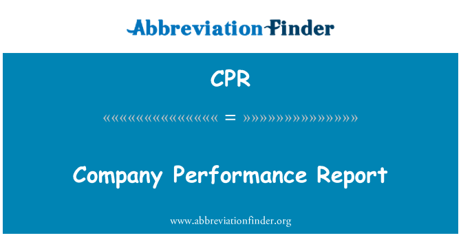 CPR: Rapporto di Performance aziendale