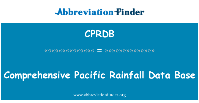 CPRDB: Всеосяжний Тихоокеанського опадів бази даних