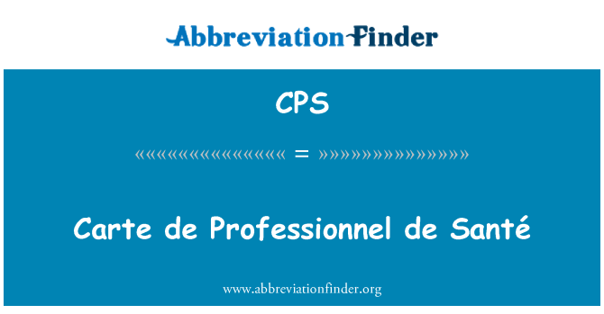 CPS: De carte Professionnel de SantÃ ©