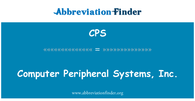 CPS: کمپیوٹر ملحقہ نظام, انکا.