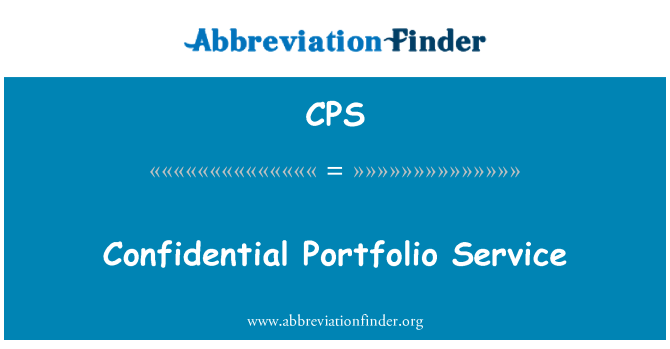 CPS: Vertrouwelijke Portfolio Service