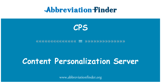 CPS: Personalization Server obsahu