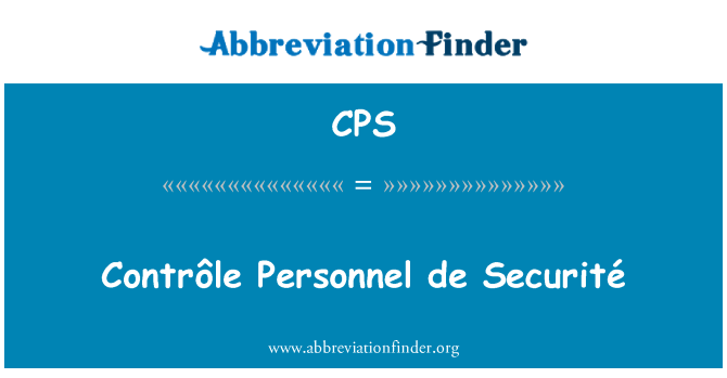 CPS: ContrÃ´le Personnel de SecuritÃ ©