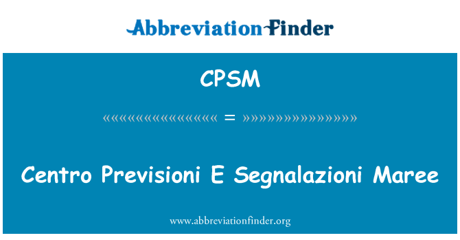 CPSM: Centro Previsioni E Segnalazioni toni