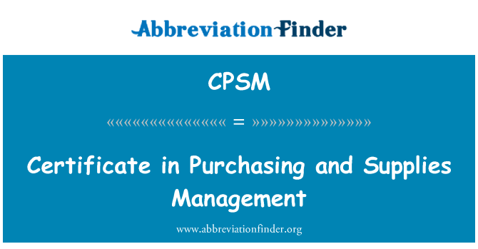 CPSM: ใบรับรองในการจัดซื้อและจัดการ