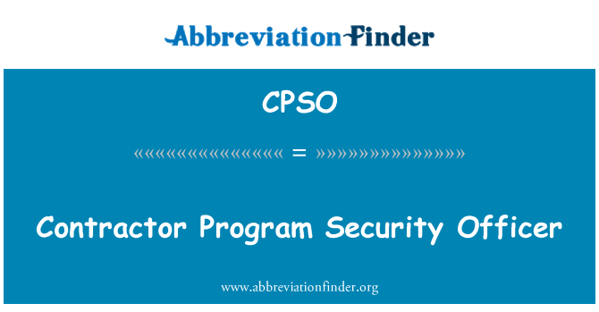 CPSO: Contractor Program Security Officer